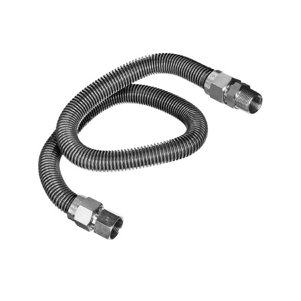 Flextron Gas Line Hose 3/8'' O.D.x60'' Length 1/2" FIPx3/8" MIP Fittings, Stainless Steel Flexible Connector FTGC-SS14-60F - main